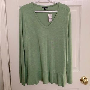 NWT J.Crew Mercantile XL Long Sleeve Green Top